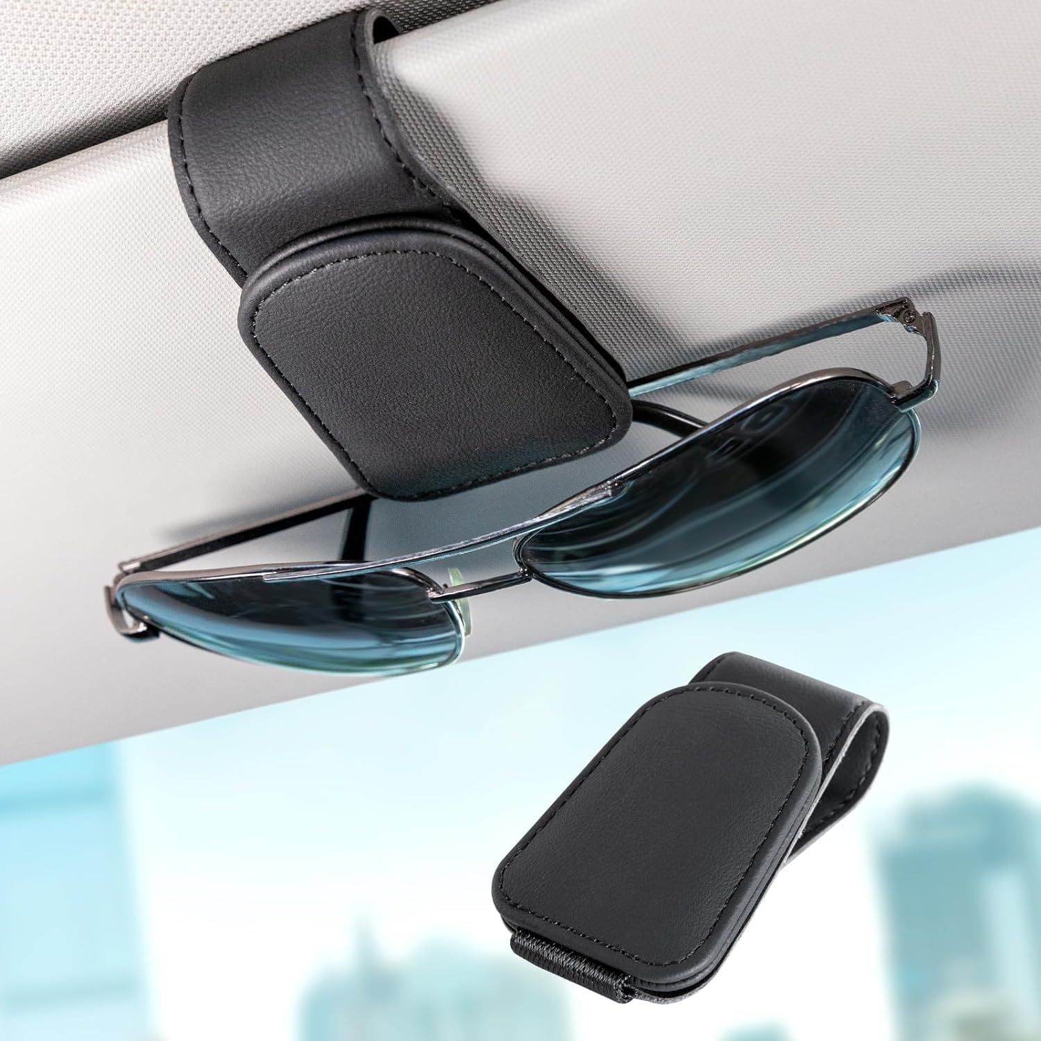 JSMTKJ Supporti per Occhiali da Sole da Auto,4 Portaocchiali Auto con