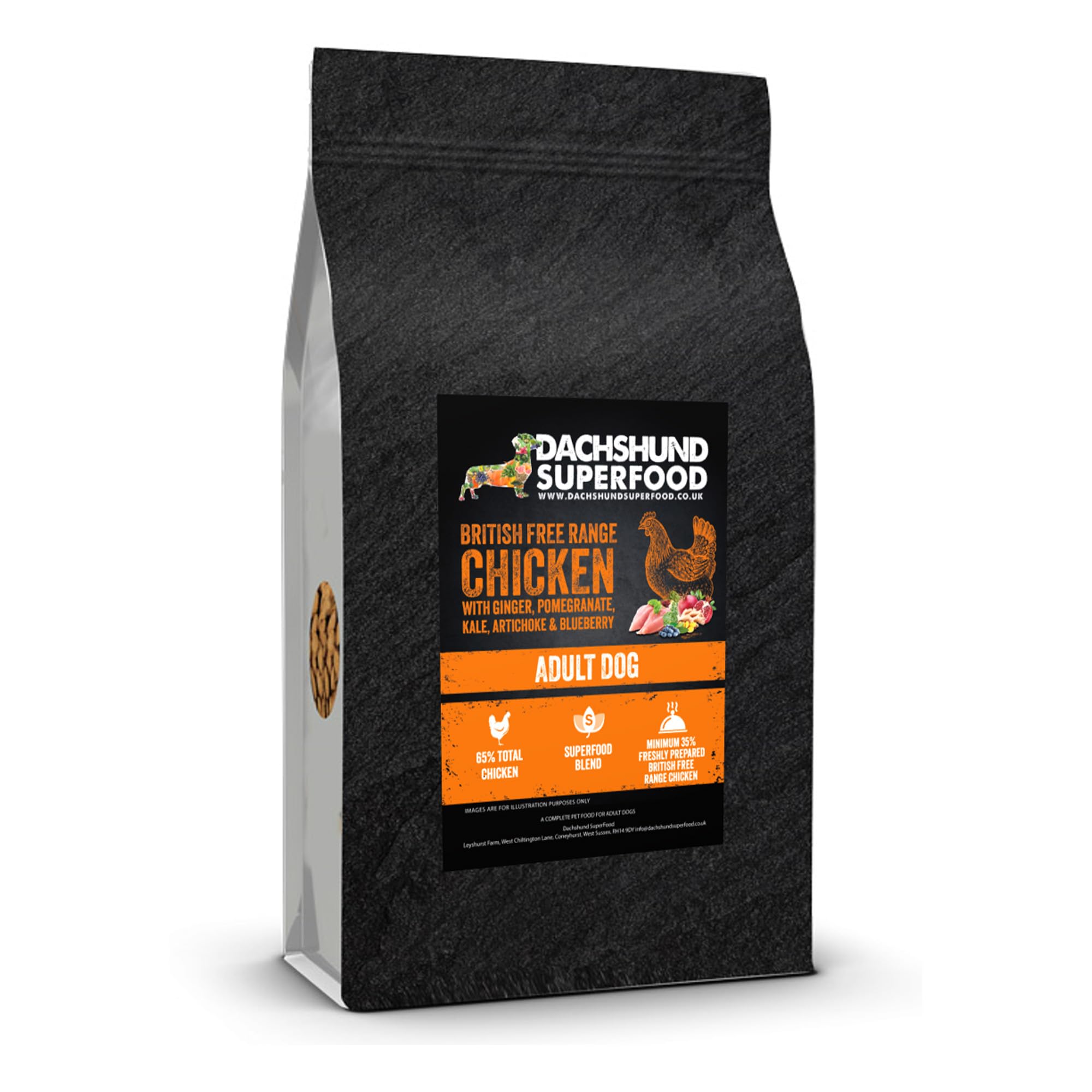 DACHSHUND SUPERFOOD Chicken Kibble - Dog Food, All Life Stages, 2kg, 6kg, 12kg High Protein, Dry Dog Food - Adult Dachshunds
