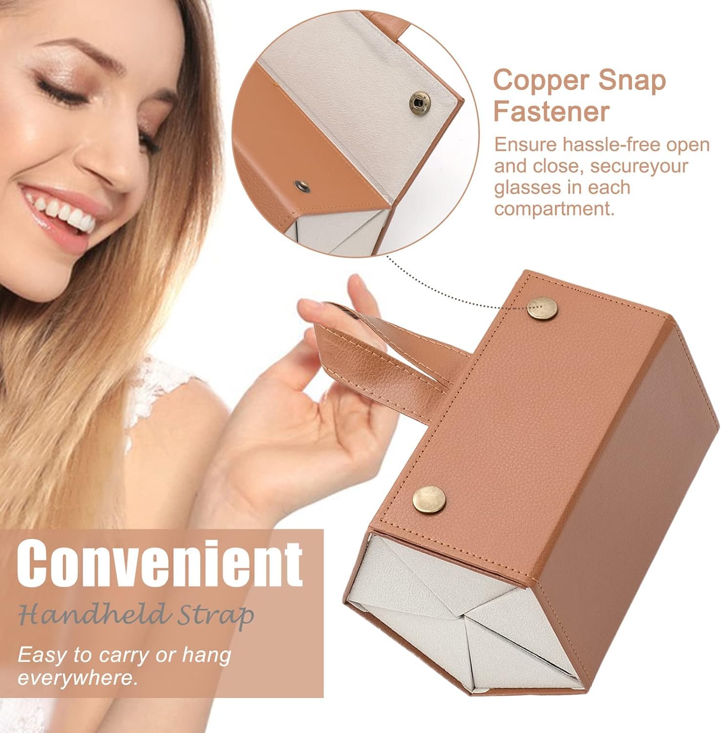 1 Organizer per occhiali da sole portatile da viaggio marrone, porta