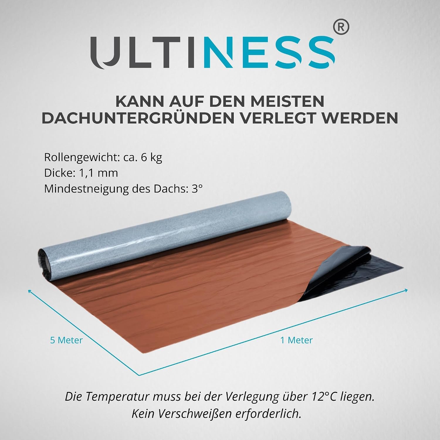 Dachfolie Aluminium selbstklebende Folie, Ziegelrot (10 m²)
