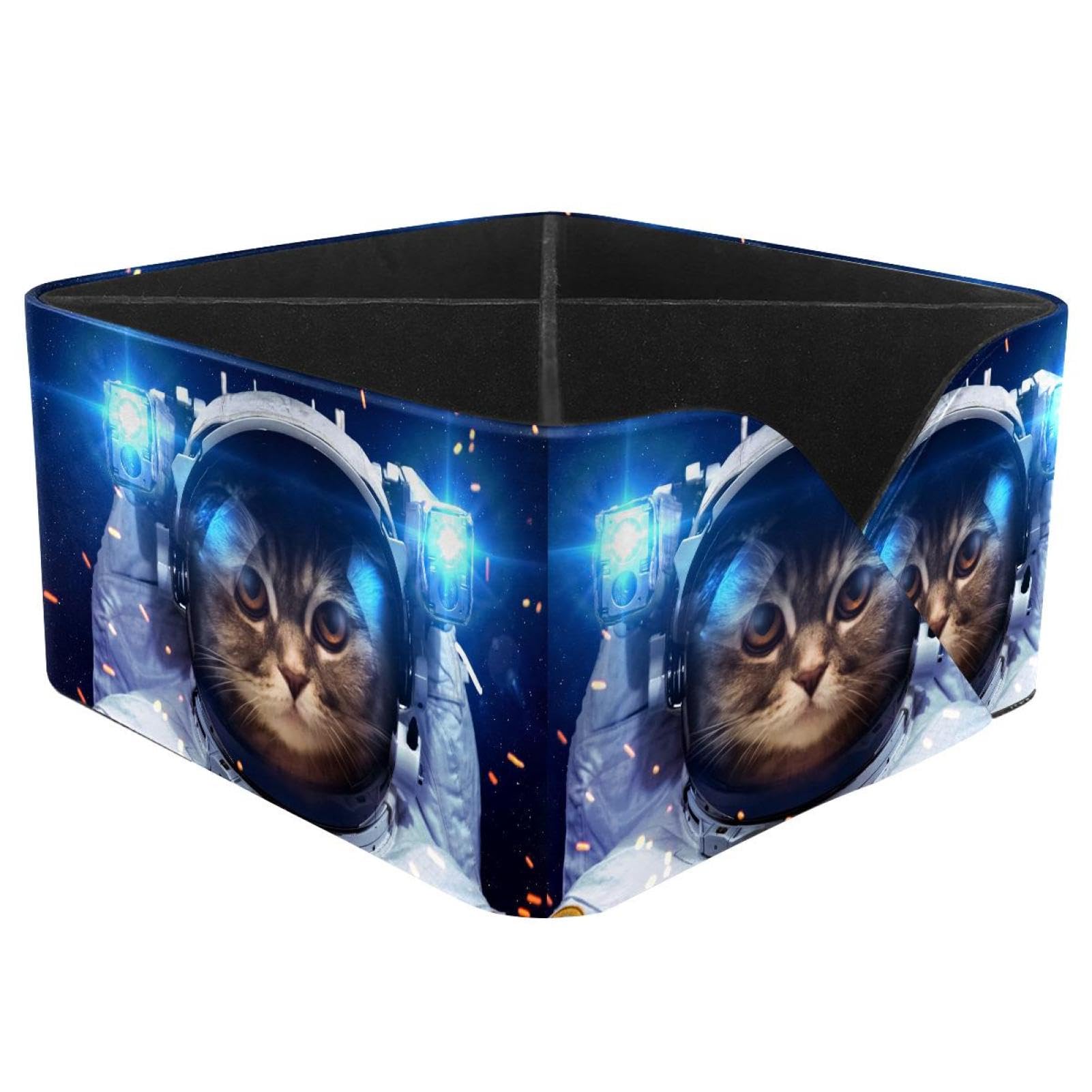 KengjuTesu Beautiful Cat in Outer Space Desktop Organizer Pen Holder, Rectangular Pencil Cup for Office, Study and Makeup Stations