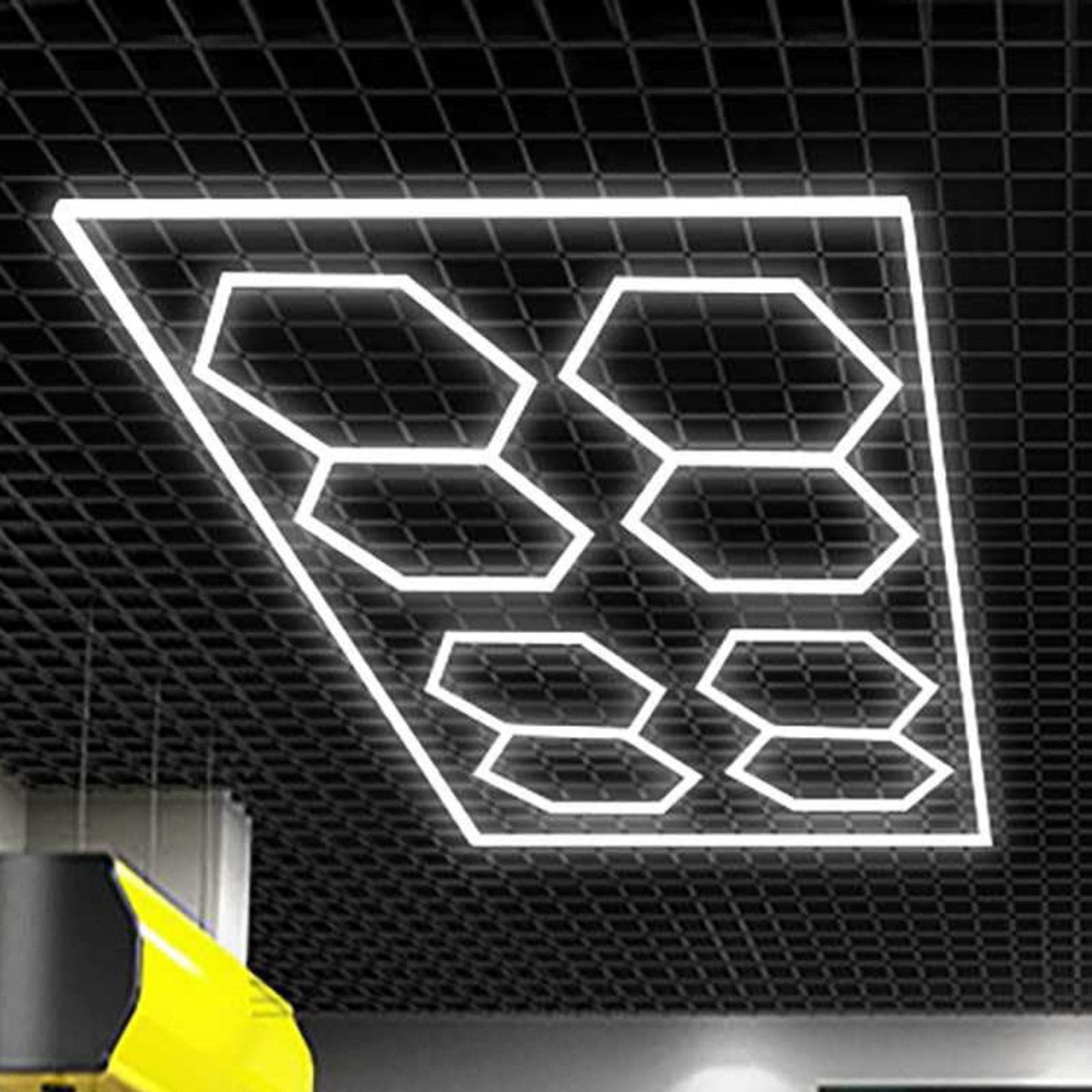 Honeycomb Hexagon LED Garage Light 568 W for Car Detailing and Workshop Mounted Honeycomb Office Ceiling Light