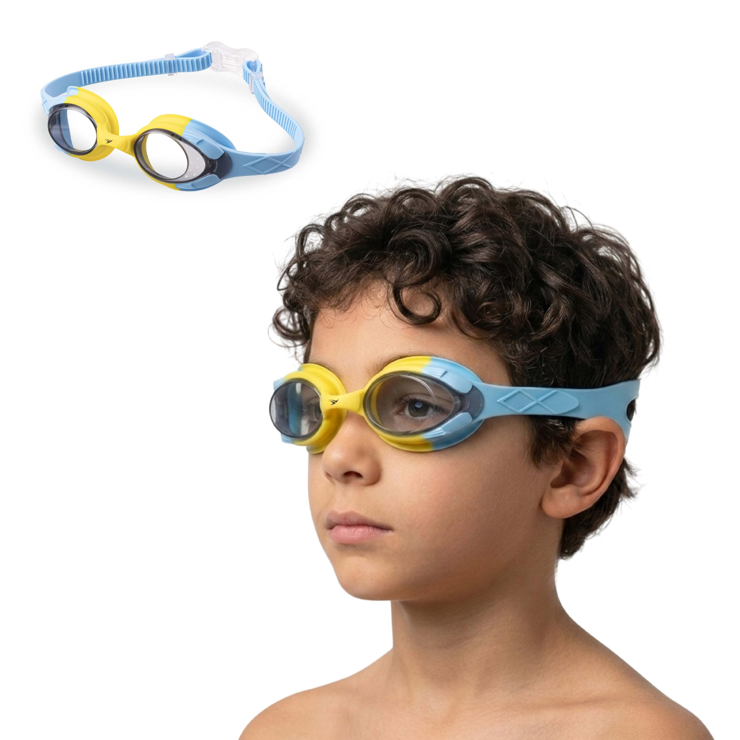 YAIT AquaElite Kids Swimming Goggles- Unisex| Lab tested by Experts | Dual Anti Fog Tech with Anti Slip Strap | Soft Nose Bridge with UV Protection 400 | Polycarbonate Lens - Yellow & Blue-picture-23