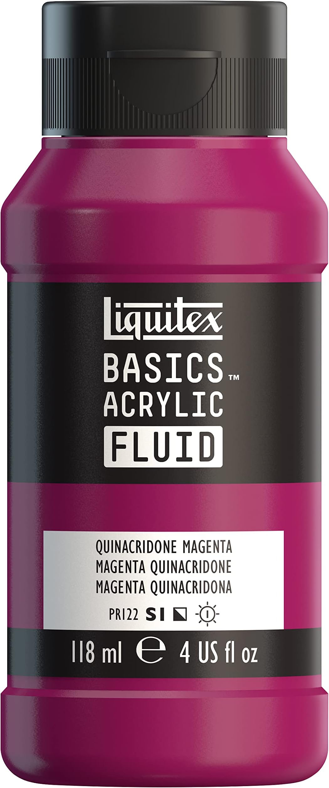 Liquitex Basics Acrylic Fluid, 118ml Bottle, Quinacridone Magenta