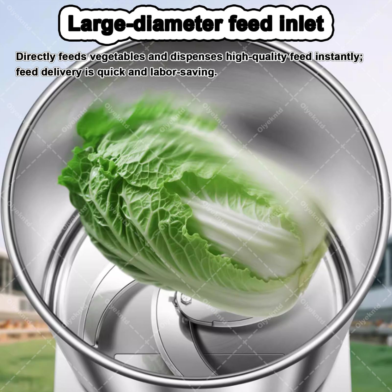 Trituratore per la lavorazione di mangimi per pollame, trituratore in acciaio inossidabile per impieghi gravosi con 4 lame, elevata efficienza di produzione, per verdure, cereali, fattorie 2400W