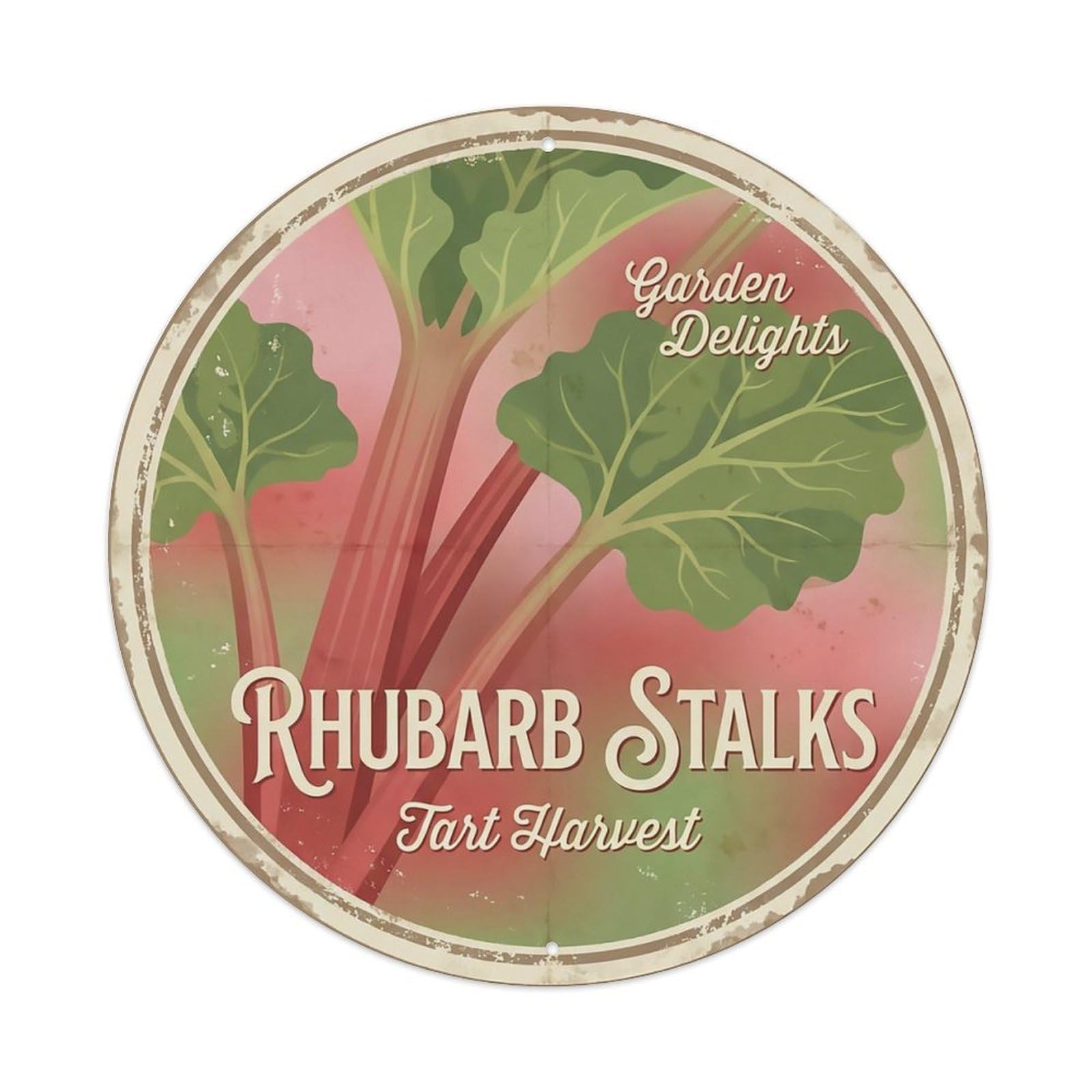 Cxhjca 8X8inch(20X20cm) Vintage Cottagecore Garden Rhubarb Stalks Tart Metal Tin Sign