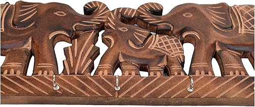 Miniatura 2 de Llavero de madera Organizador decorativo para llaves de elefante montado en la pared con 7 ganchos Estante para llaves para cocina, decoración de