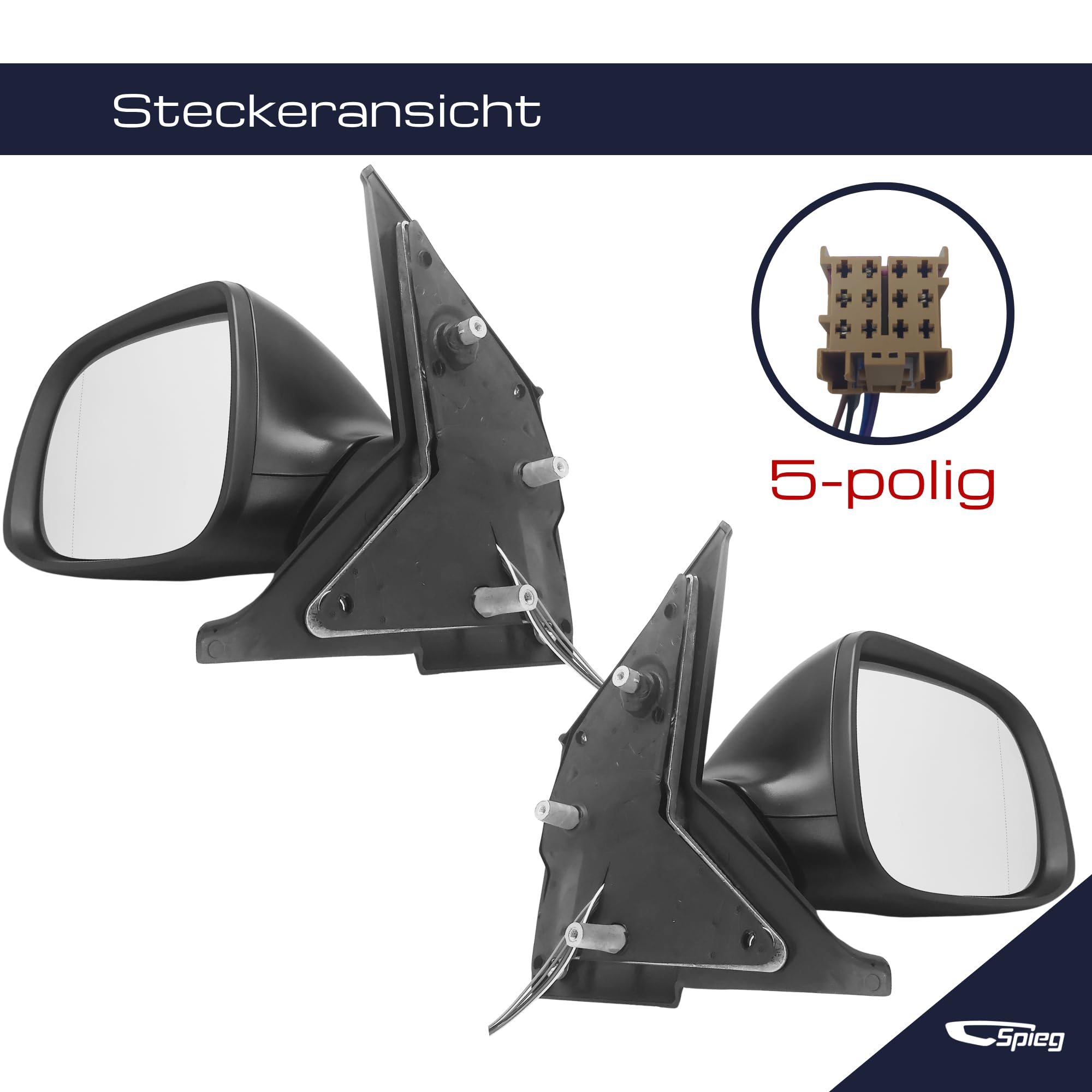 Spieg Außenspiegeln Paar für VW Transporter T5 | Multivan V 2010-2015 Manuell Einklappbar, Elektrisch Verstellbar, Beheizt, Schwarz (Fahrerseite&Beifahrerseite)