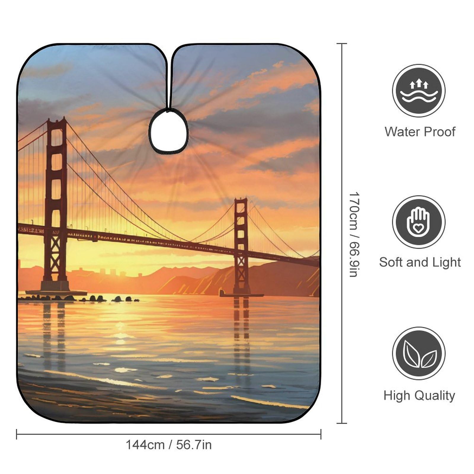 Golden Gate Bridge San Francisco Califonia Hair Cutting Cape for Men Women Waterproof Barber Cape Adjustable Salon Haircut Capes