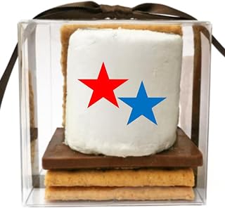 Candy With A Twist - Personalized Gifts - Individually Wrapped S'mores Kit – Patriotic Stars - Includes Graham Crackers, Marshmallow, & Chocolate - Corporate Gifting & Fundraising - 12 Ct