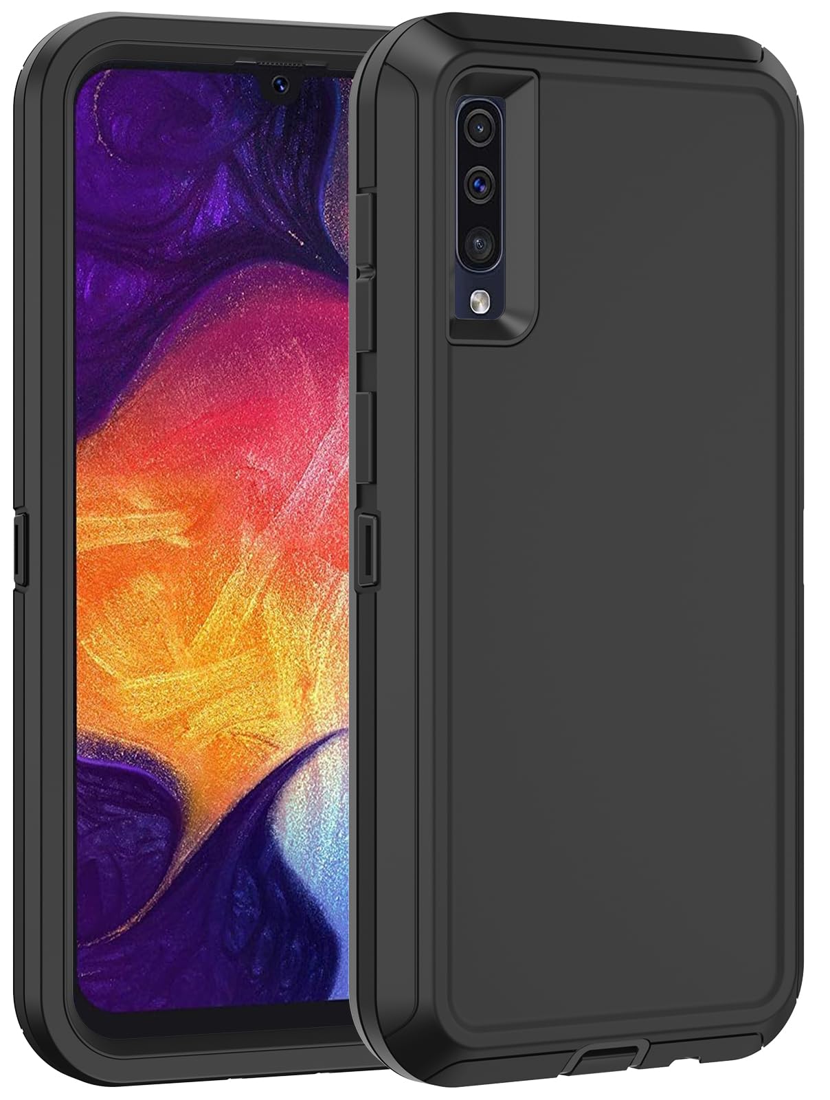 Galaxy A50 Case,Full-Body Shockproof Tri-Layer Heavy Duty Cover with Screen Protector for Samsung Galaxy A50 (Black)