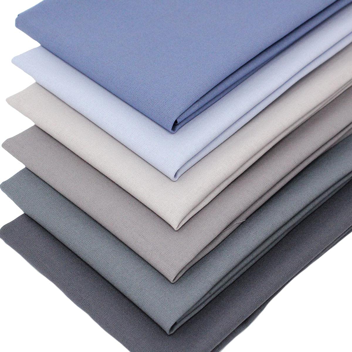 Overdale Fabrics Blue, Grey 6 Fat Quarters Bundle - 'Perfect Storm' Plain Solid Fabrics In Graduating Tones Of Dusky Blue To Grey. Ideal For Quilting & Crafting. 100% Cotton (And Free Patchwork Pattern By Overdale Fabrics)