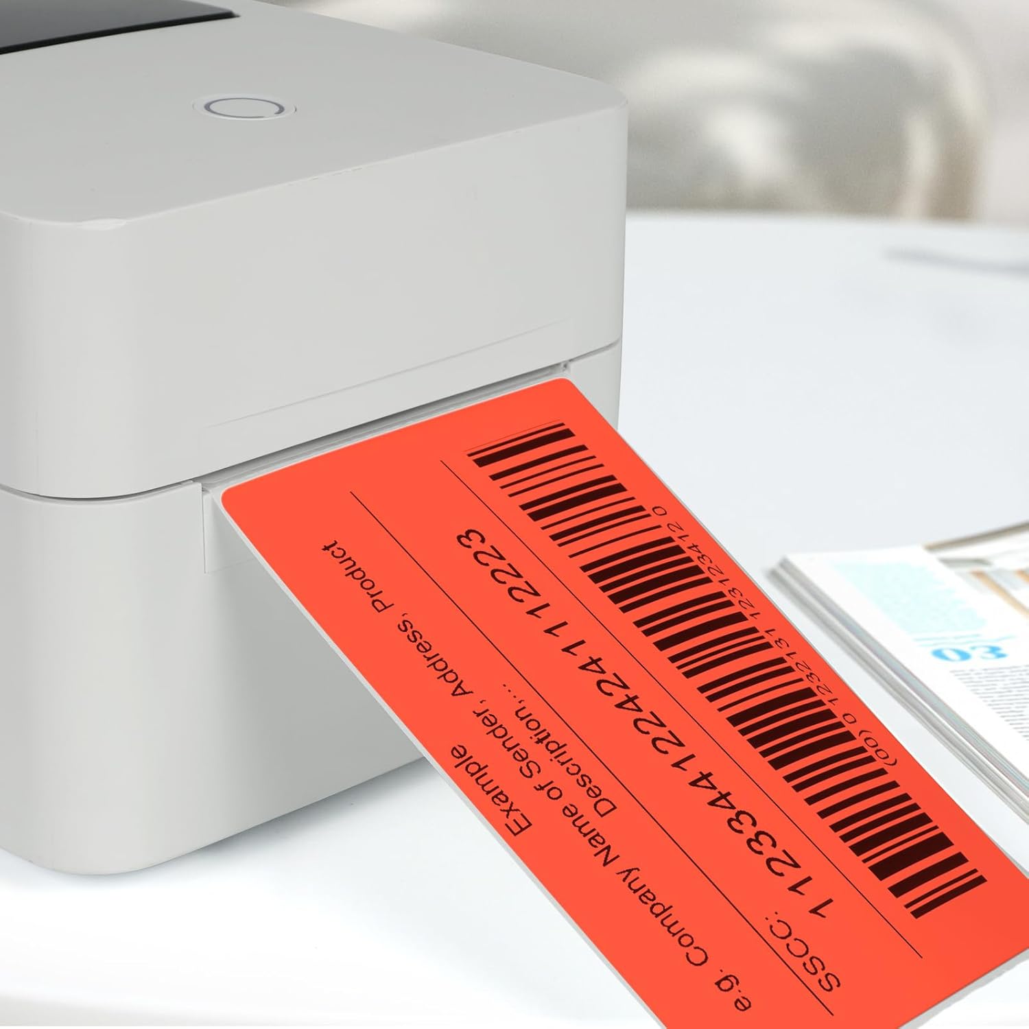 4×6 Inch Shipping Thermal Labels Vinyl Red Direct Printing Stickers Rectangle Waterproof elf-Adhesive Perforated Mailing Label for UPS Package Business Postage Barcode 250 PCS