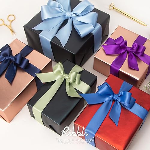 Miniatura 15 de Ribbli Papel de regalo metálico negro mate, papel de color sólido, perfecto para cumpleaños, Navidad, baby shower, boda, día de San Valentín, 30