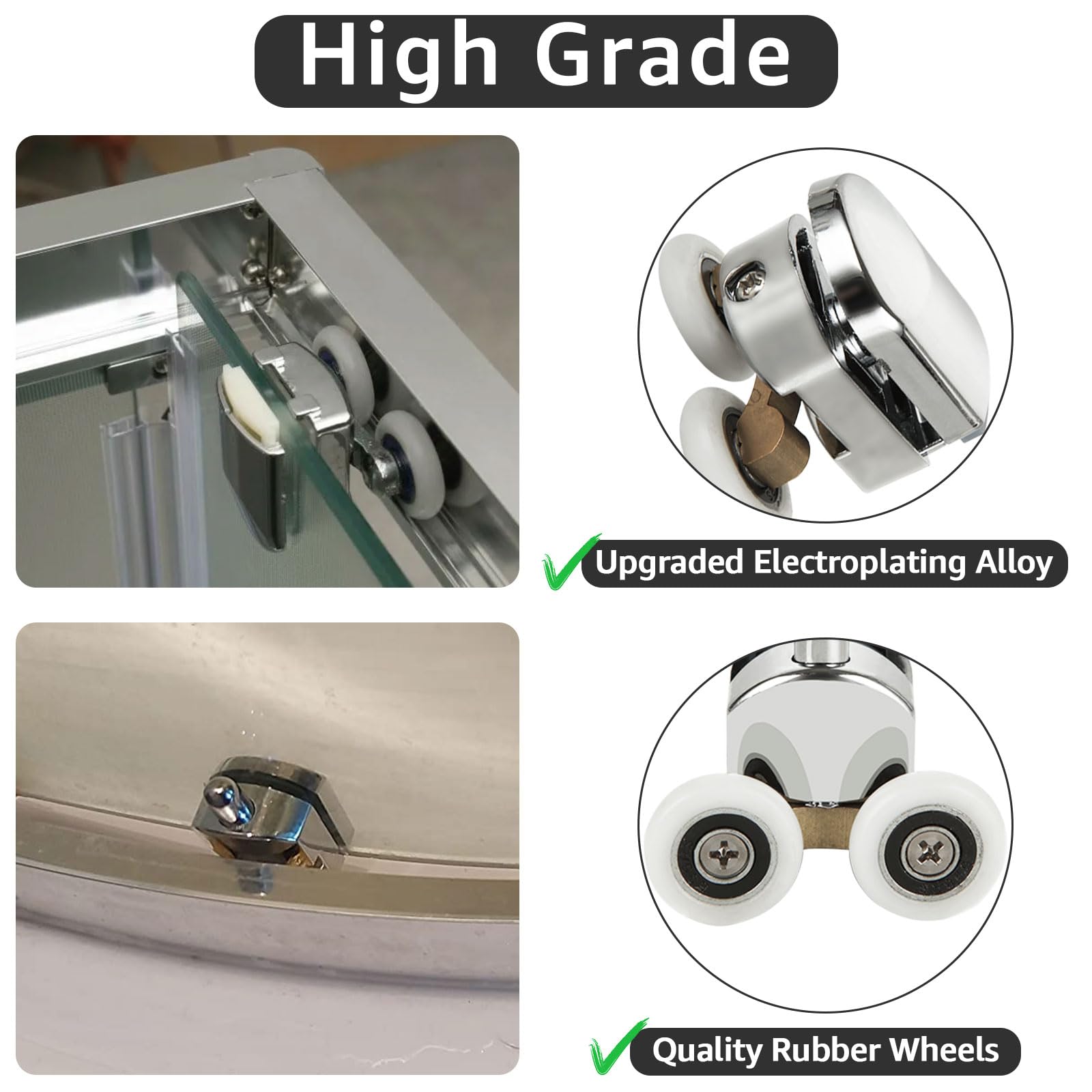 8-Pack Curved Shower Door Rollers – 23mm Aluminum Alloy Wheels With Anti-Collision Pads & Screws, Quiet Replacement For Bathroom Sliding Doors