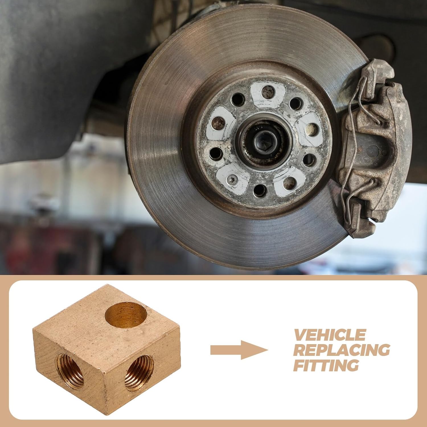 Car Brake Adapter and Vehicle Brake Fitting Part Copper Tee Connector Compatible with Us/Cars