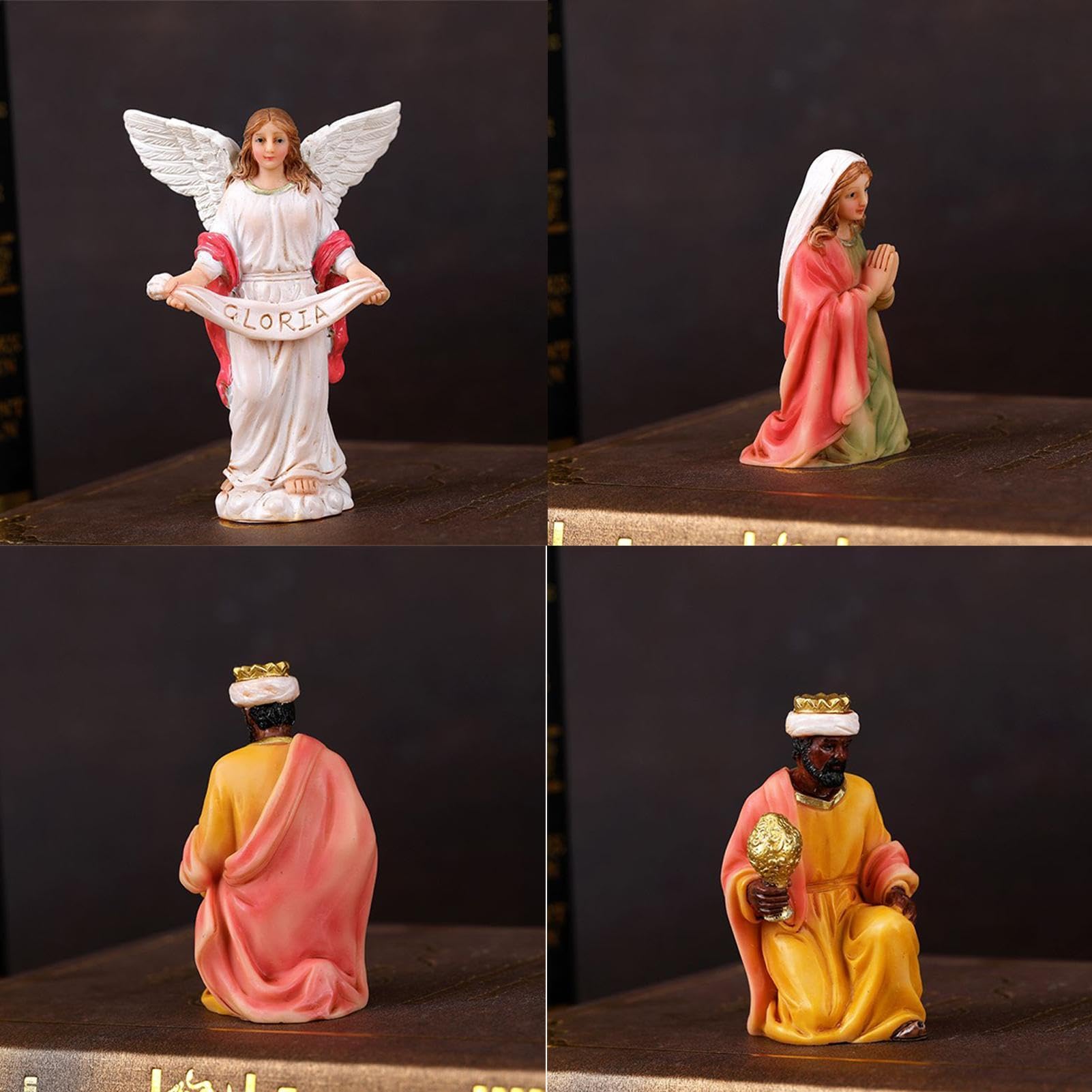 Christmas Nativity Scene, Set de nativity de resina, figuras cristianas | Holiday Nativity Decor for Home, Church, Table, Shelf, Fireplace, Office & Christmas Display