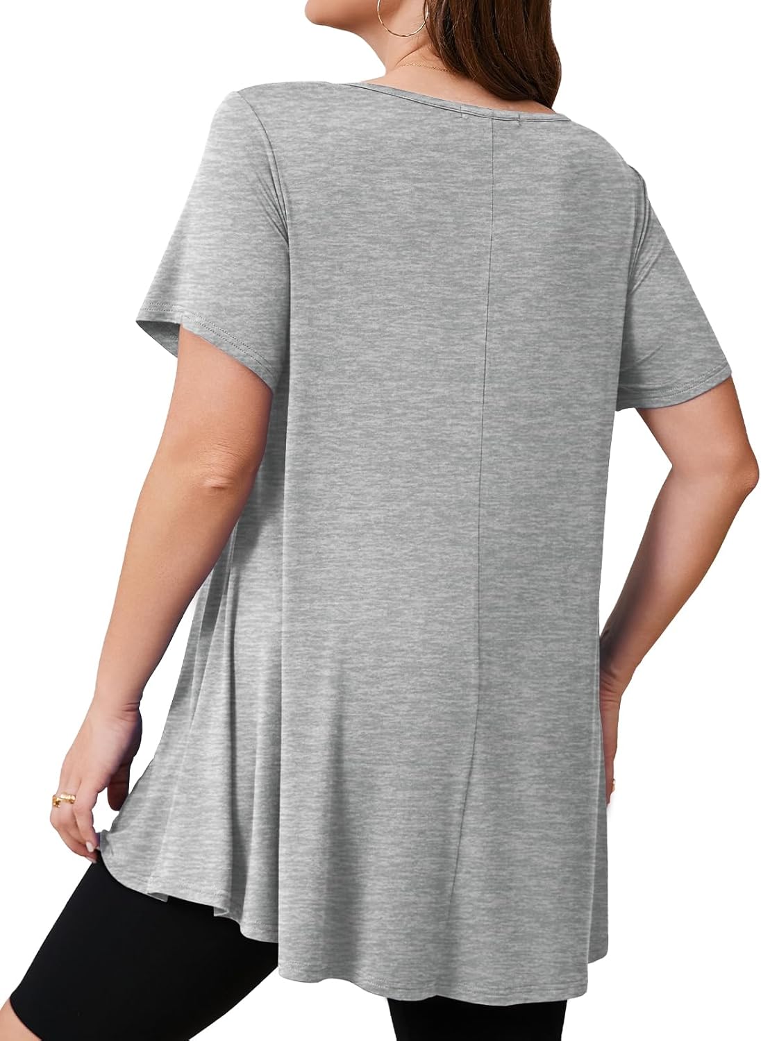 JollieLovin Women Plus Size Short Sleeve Summer Long Tunic Tops Loose Fit T-Shirt to Wear with Leggings(L-5X) - Image 5