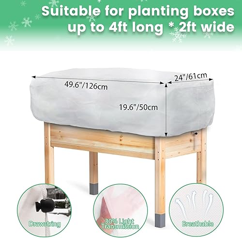 Miniatura 2 de Cubiertas para Plantas con Protección contra Heladas, Paquete de 2, Cubierta Rectangular para Cama de Jardín Elevada de 4.1 x 2 x 1.6 pies con