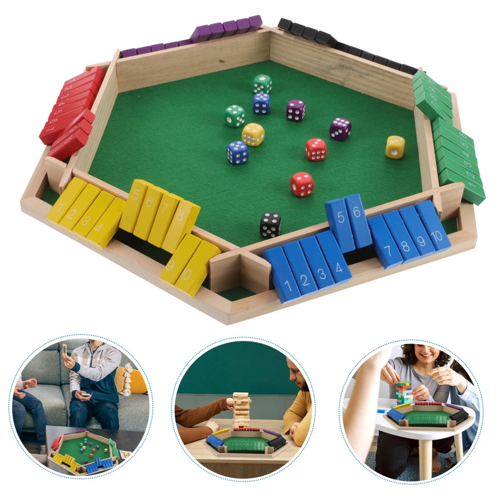 Kisangel Sechsseitiger Klappspieltisch mit Vielseitigen Trinkspielen für Ktv und Riegel für Party Brettspiele und Gesellige Abende