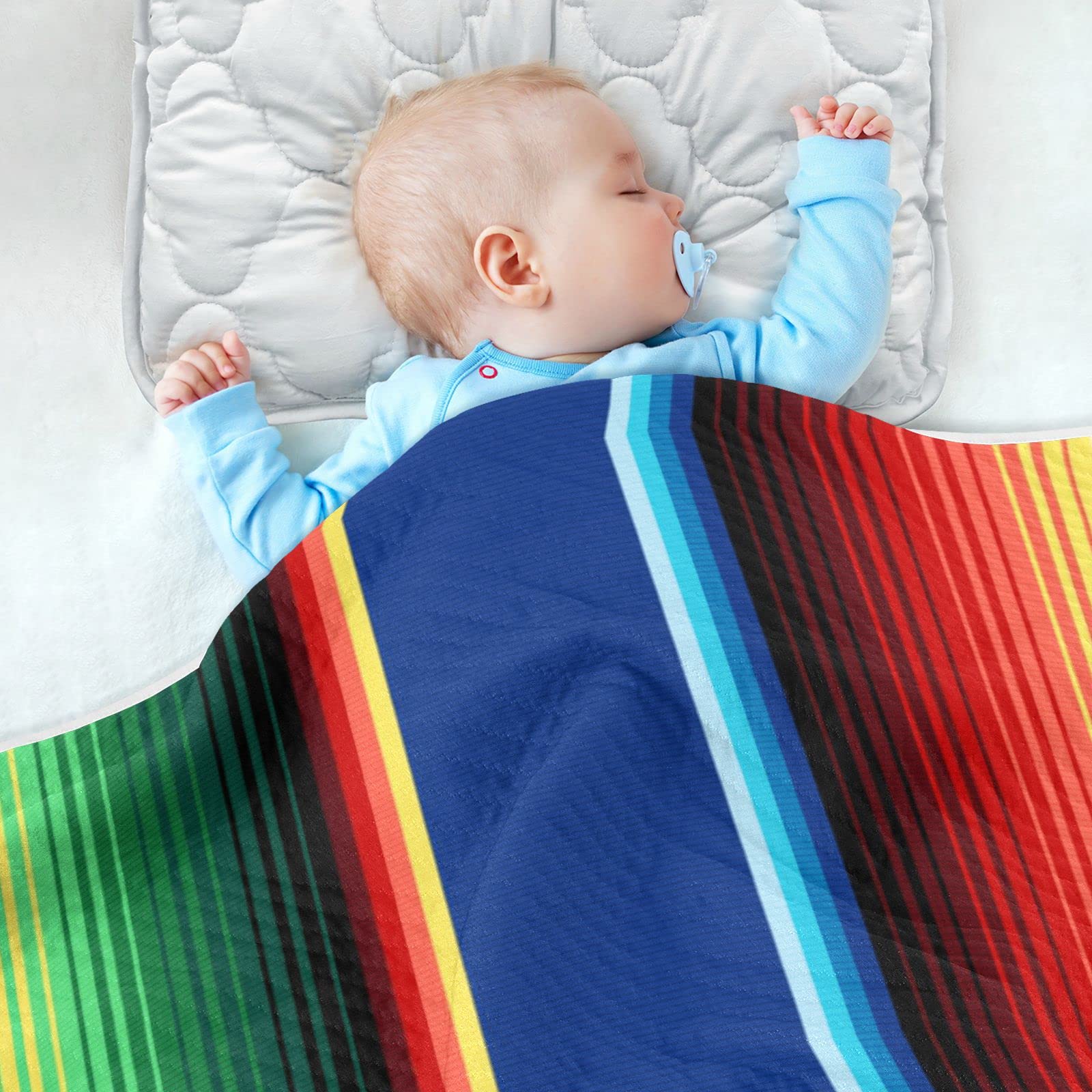 Kigai Couverture mexicaine à rayures pour bébé, berceau, poussette, sieste, chaude, confortable, douce, unisexe pour garçons, filles, enfants, tout-petits, nourrissons, 76,2 x 101,6 cm