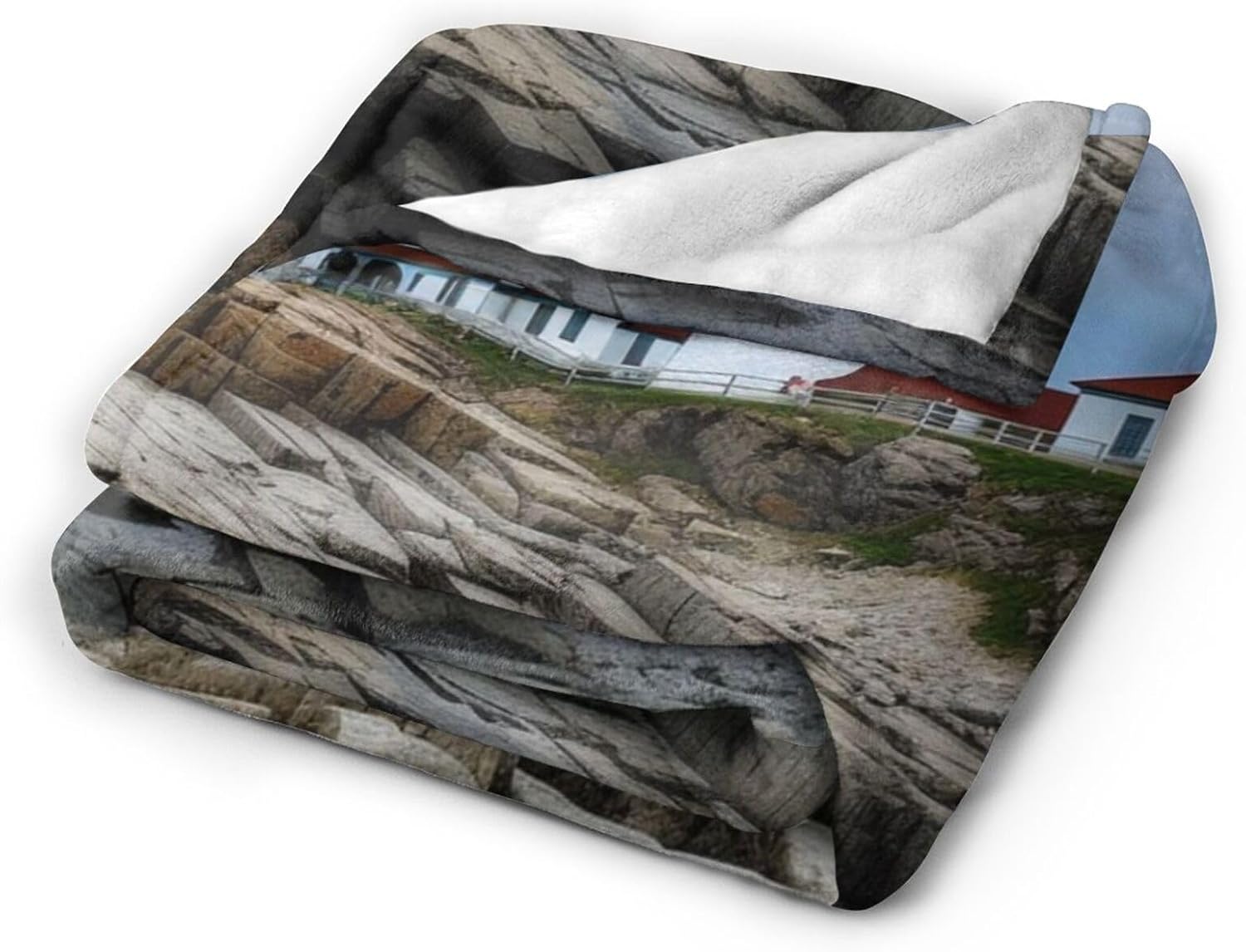 Sea Lighthouse Washable Fleece Throw Blankets, Blanket for Bed Couch Sofa, All Seasons Home Camper Travel 80"x60"