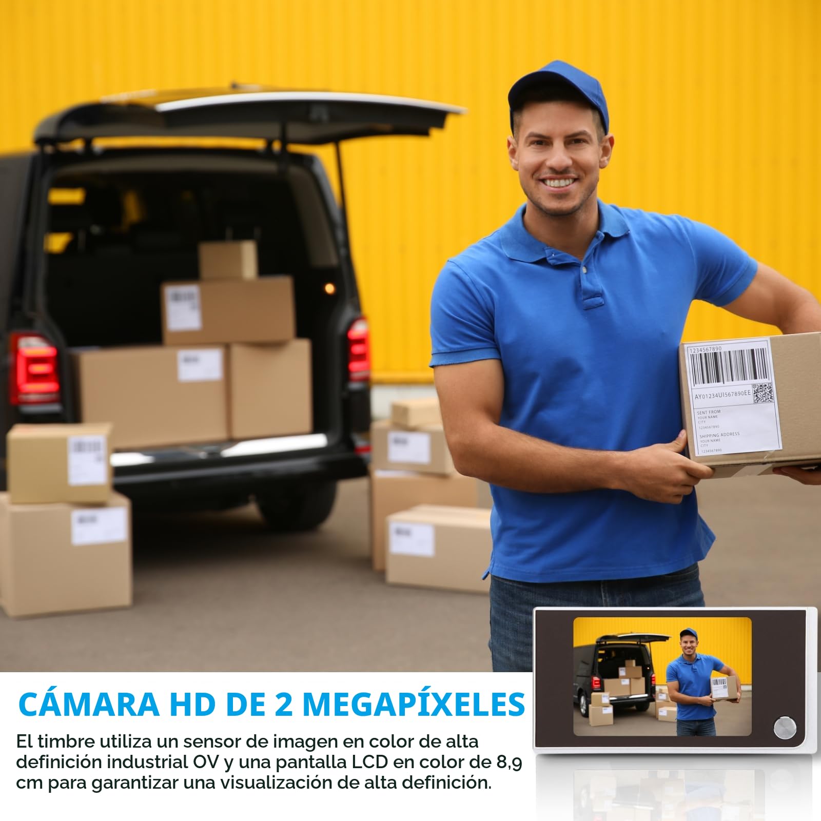 Mirilla Digital para Puerta - Visor Electrónico 3.5" LCD HD 120°, Mirilla con Cámara, Instalación Rápida (14-28mm Agujero, 35-100mm Grosor), Necesidad 4 Pilas AAA (no incluidas)