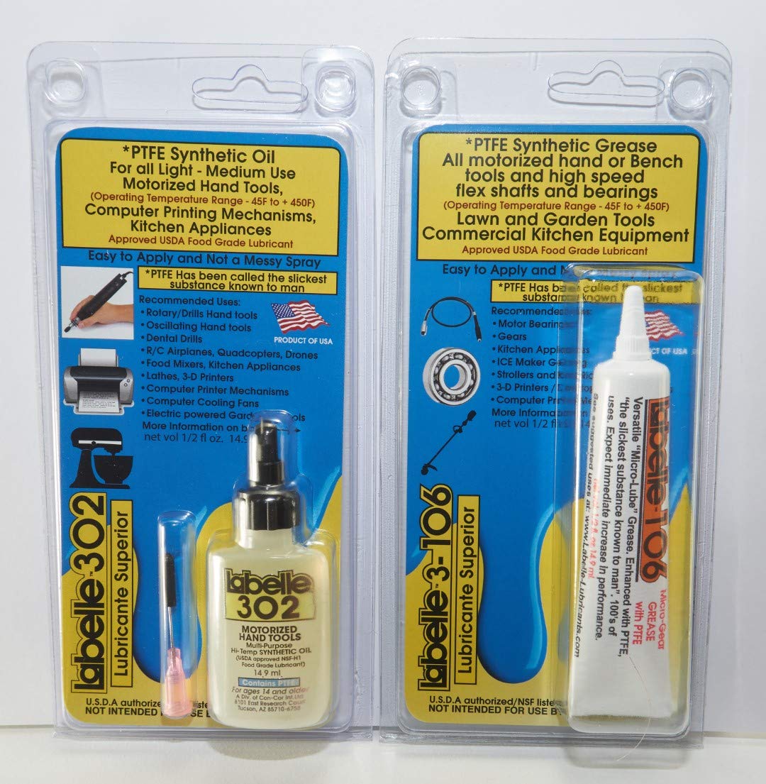 Power Tool Lubricants 2-Pack – Includes Labelle 302 Oil and Labelle 106 Grease for Power and Pneumatic Tools. Helps Maintain Performance with Regular Cleaning and Lubrication.