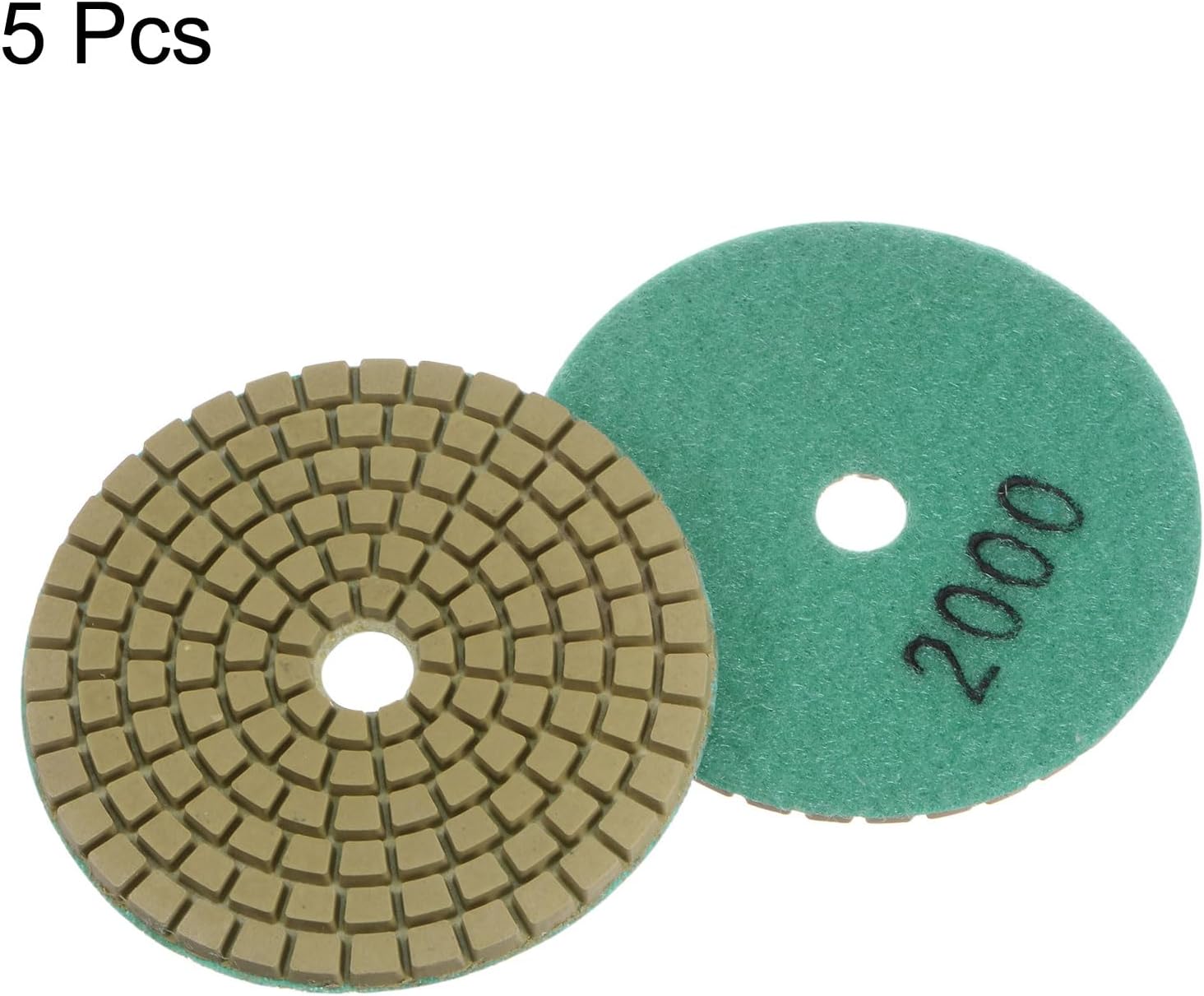 HARFINGTON 5pcs Diamond Polishing Pads 3" Grits 2000 Wet/Dry Premium Diamond Polish Pad for Stone Concrete Marble Countertop Quartz for Polisher Grinder