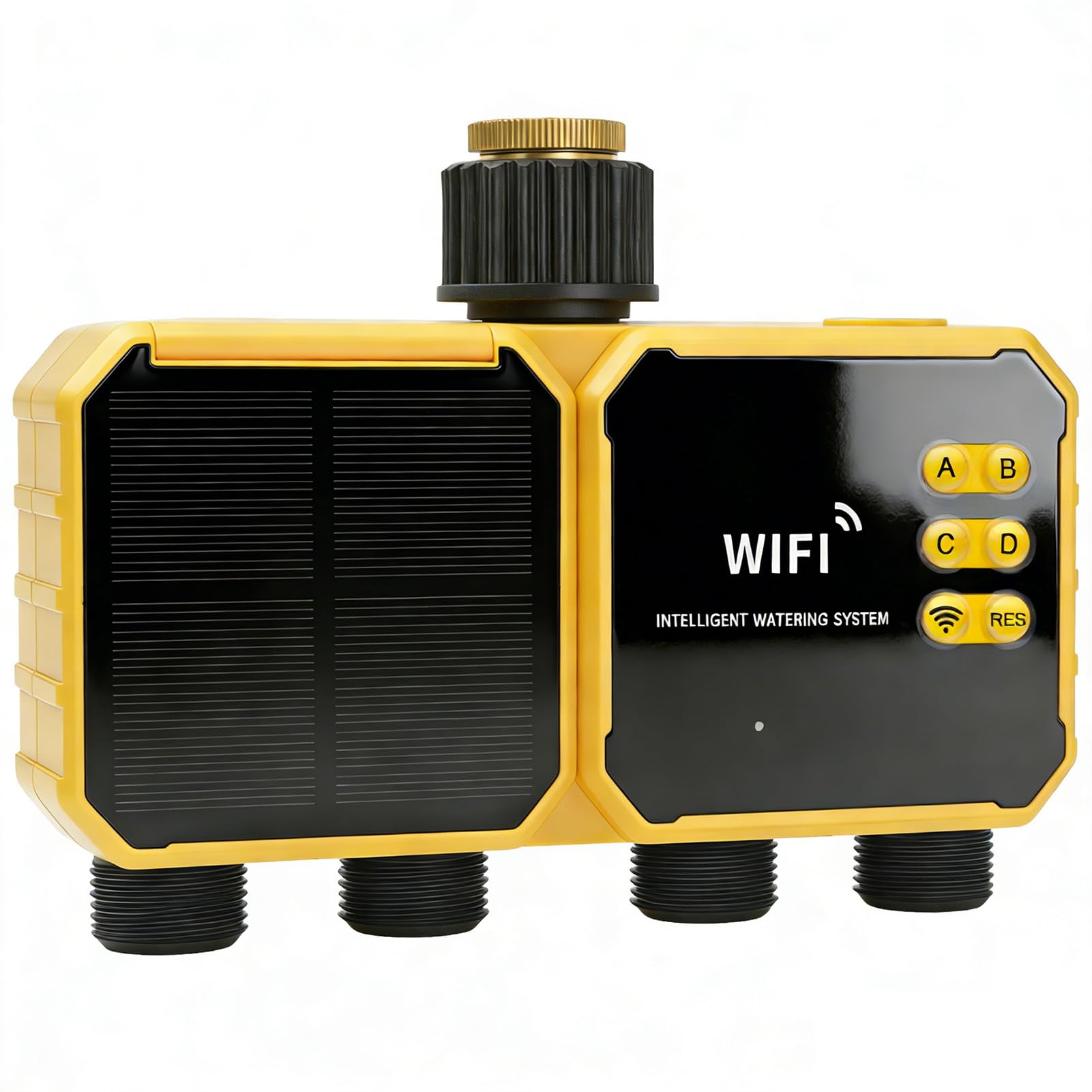 Smart Solar Water Timer Controller WiFi Ricaricabile Sensore Pioggia di Irrigazione da Giardino a 4 Zone per Giardinieri Intelligenti