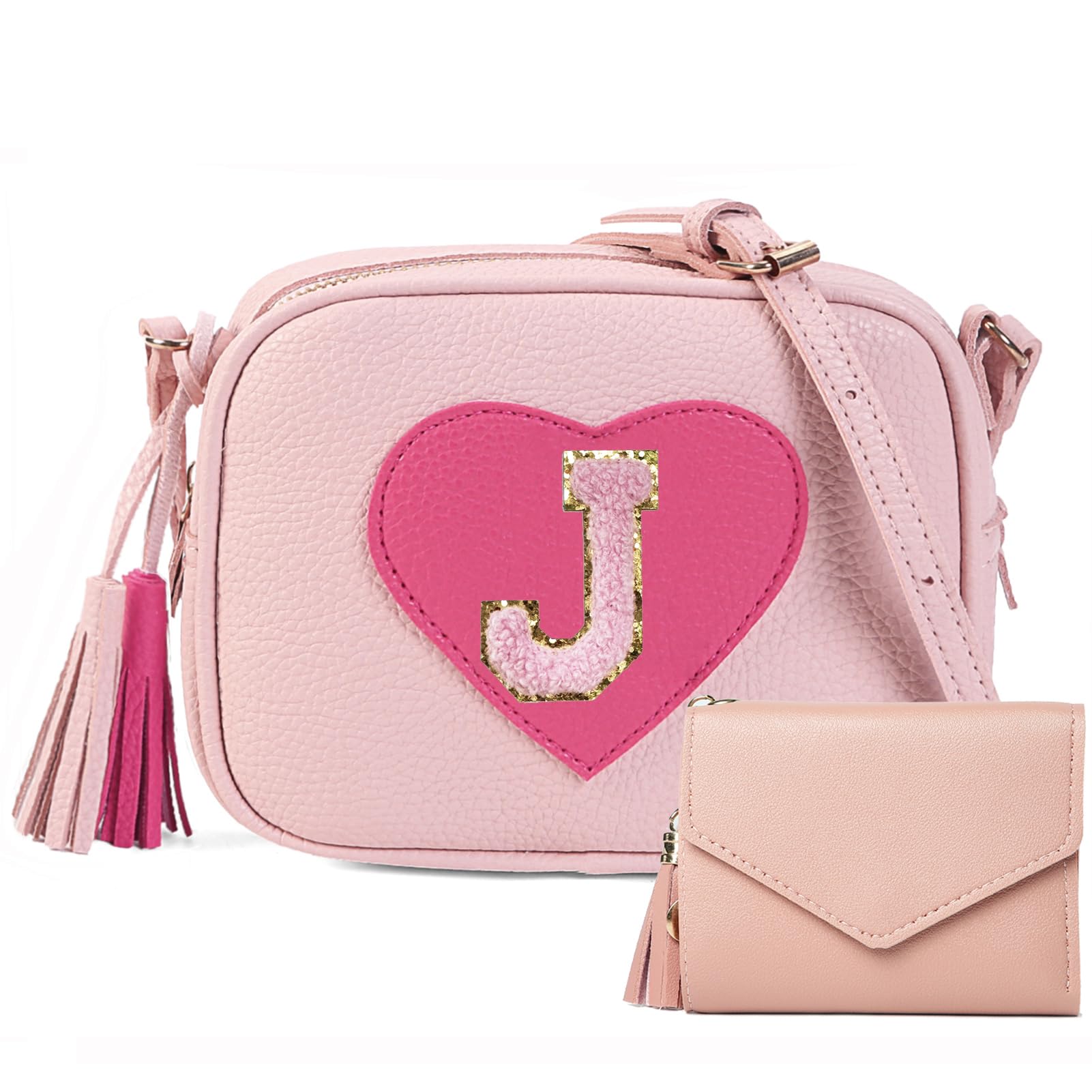 PRLINJSK Little Girls Purse, Kids Heart Purse, Cute Crossbody Bag with Small Teens Girls Wallet Gift