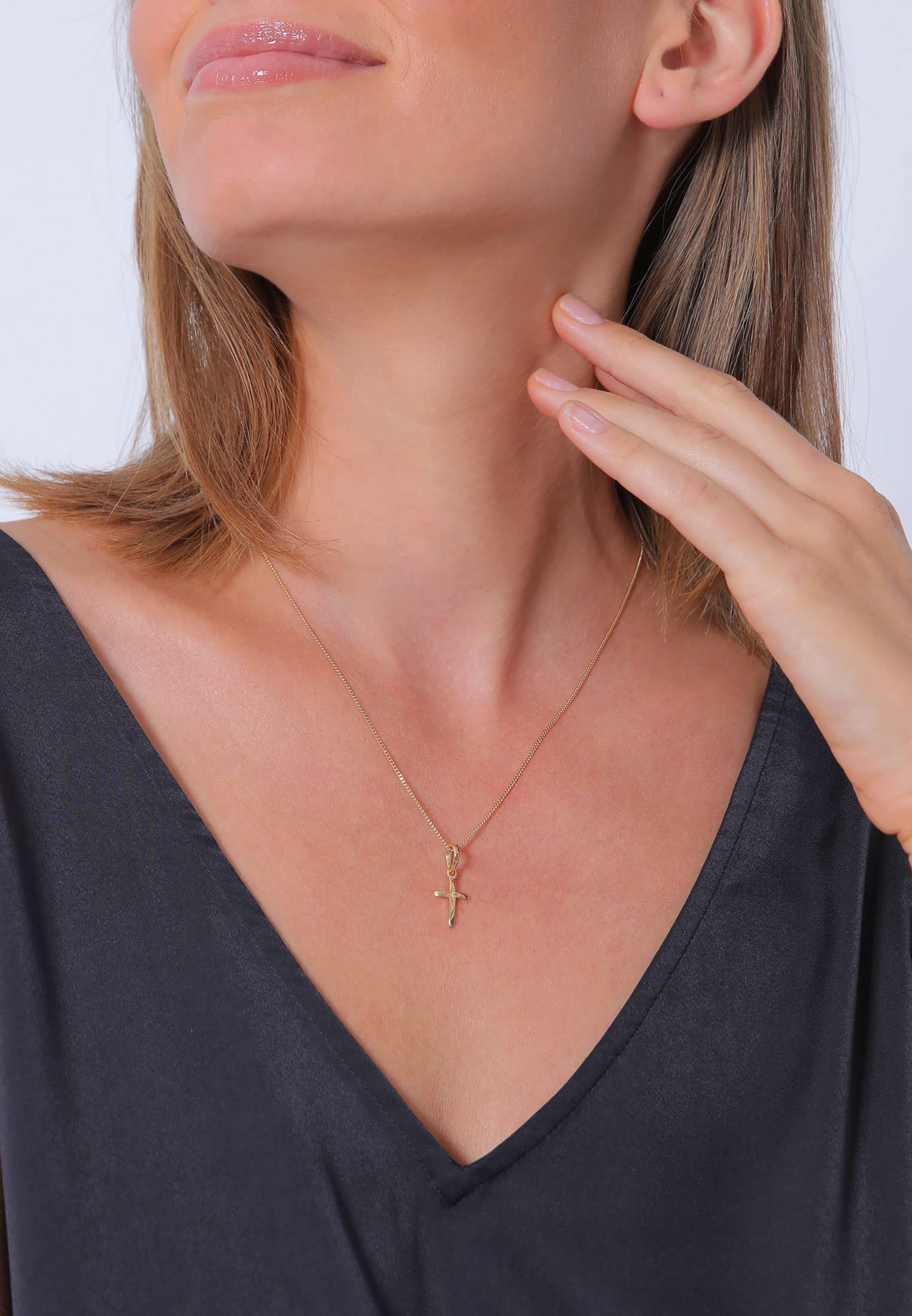 Elli Collares Mujeres Colgante de Cruz con Grabada de Estrella Filigrana en Plata de Ley 925