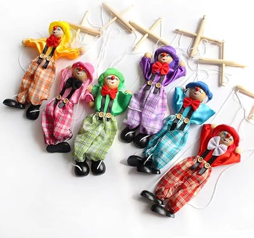 Vista 7 de Marionetas de marioneta, 2 piezas divertidas marionetas de madera para tirar de cuerda, juguetes creativos de marioneta de cuerda para cumpleaños