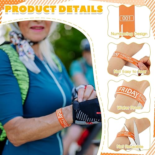 Miniatura 9 de Henoyso 600 pulseras de papel para eventos, pulseras de papel, pulseras de papel numeradas impermeables, pulseras de fiesta para eventos, día de la