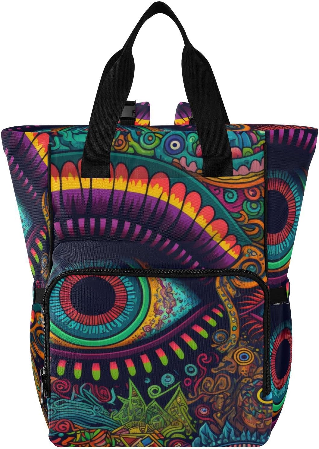 Diaper Bag Backpack for Mom and Dad Magical Eyes Print with Insulated Feeding Bottle Inserts Large Baby Changing Bag with Stroller Straps 11.02×5.91×15.3 IN