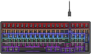 Newmen GM328 メカニカルゲーミングキーボード 100キー 18個のLEDバックライト効果 有線メカニカルキーボード リニアレッドスイッチ付き ダブルショットキーキャップ ゲーマーや仕事用のコンパクトデザイン