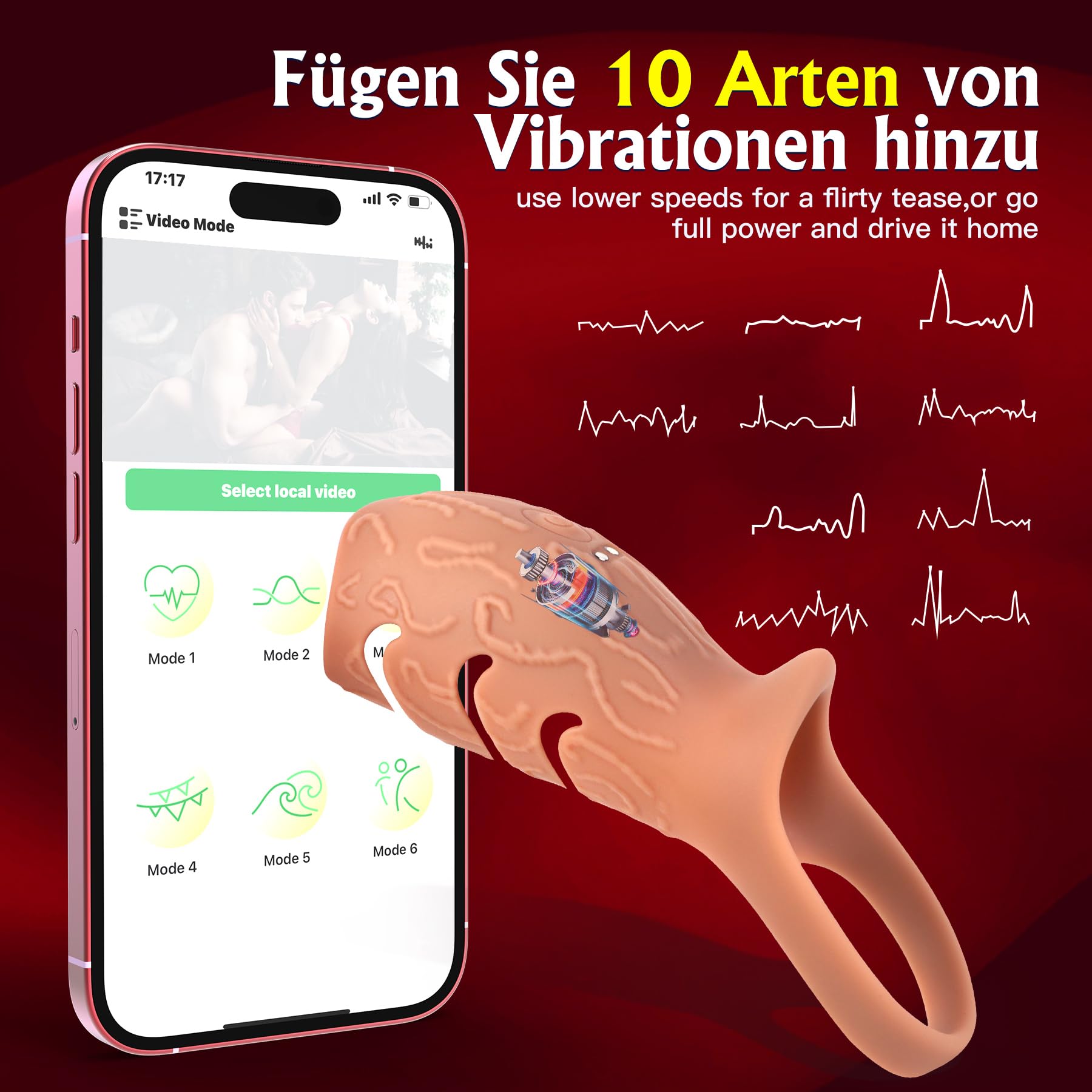 Anello Vibrante Sexytoysys Uomo Coppia - Anello Vibrante Per Lei E Lui Giochi Sessuali con APP, 10X Vibratore Anello Pene Lui, Vibratore Per Uomo Sexy Toys