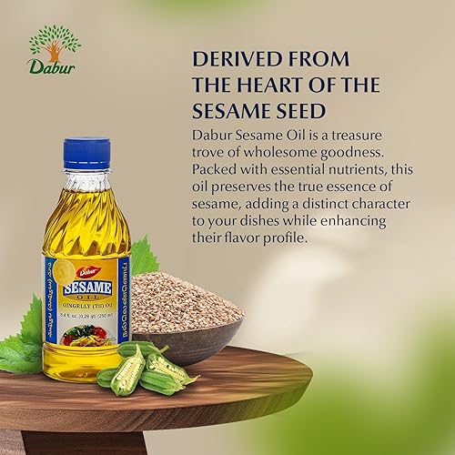 Vista 4 de Dabur Aceite de sésamo para cocina vegana, extracto natural de semillas de sésamo, aceite vegetal comestible para mejorar el sabor, cocinar