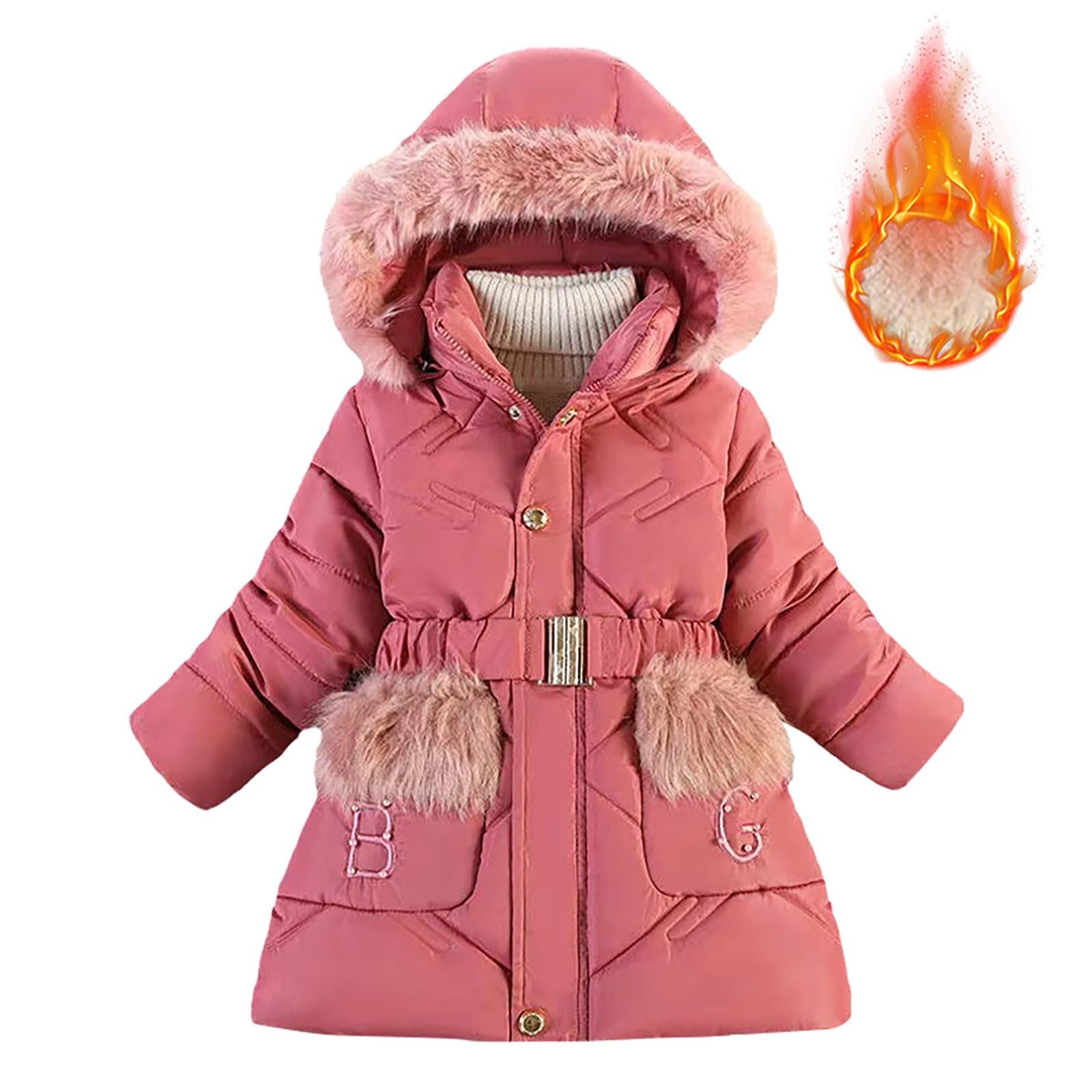 Doudoune Fille Mi-longue Hiver - Veste Chaude Avec Fermeture éclair, Col Capuche