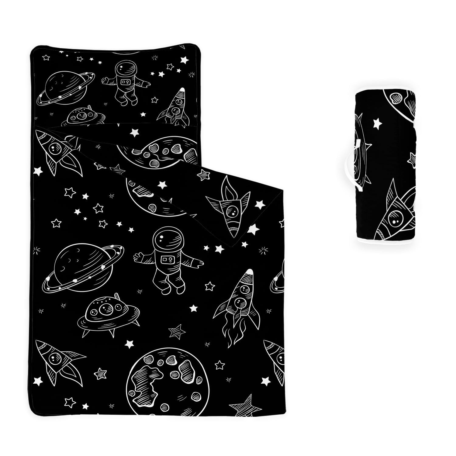 HOSIMA Nap Mat -Rocket Moon Astronaut Sleeping Bag with Removable Pillow - Daycare and Sleepovers Preschool Kindergarten Bedding Set for Kids Toddler Boys Girls(Rocket Standard)