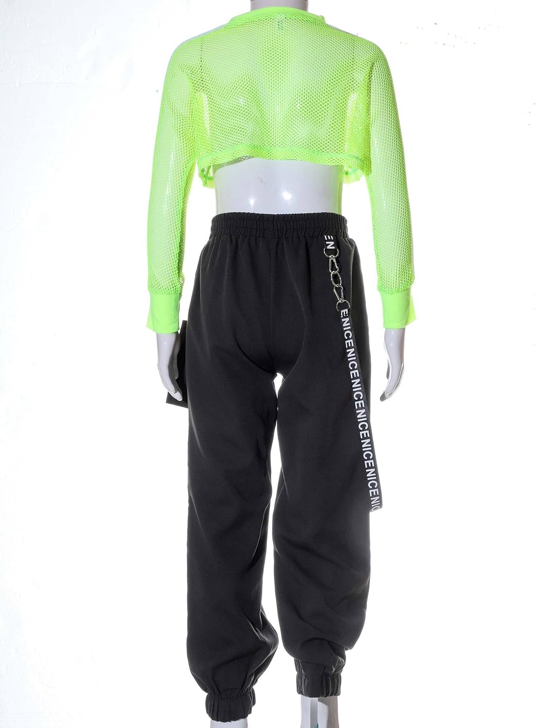 Choomomo Kids Girls Fashion Dance Suit Hoodie Top Vest and Long Pants Set for Hip Hop Dance Outfits Fluorescent Green H 14 Years