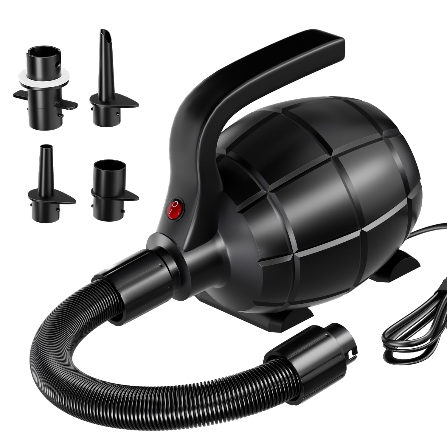 RISINGUKST Electric Air Pump Inflatable Pump, 600W High Power Electric Pump for Air Inflator Deflator, Quick Inflate 4 Sizes Nozzle for Air Mat Paddling Pool Beach Toys Air Bed Mattress Paddling Pool