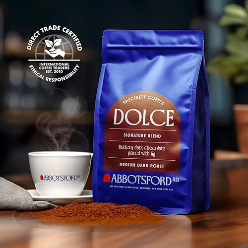 Miniatura 6 de Dolce - Café molido tostado oscuro con sabor dulce con chocolate oscuro mantecoso e higo, café especial, bolsa de 12 onzas, recién tostado en