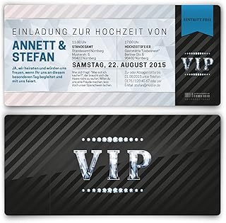 Einladungskarten zur Hochzeit (30 Stück) als Eintrittskarte VIP Ticket Einladung UV-Lack