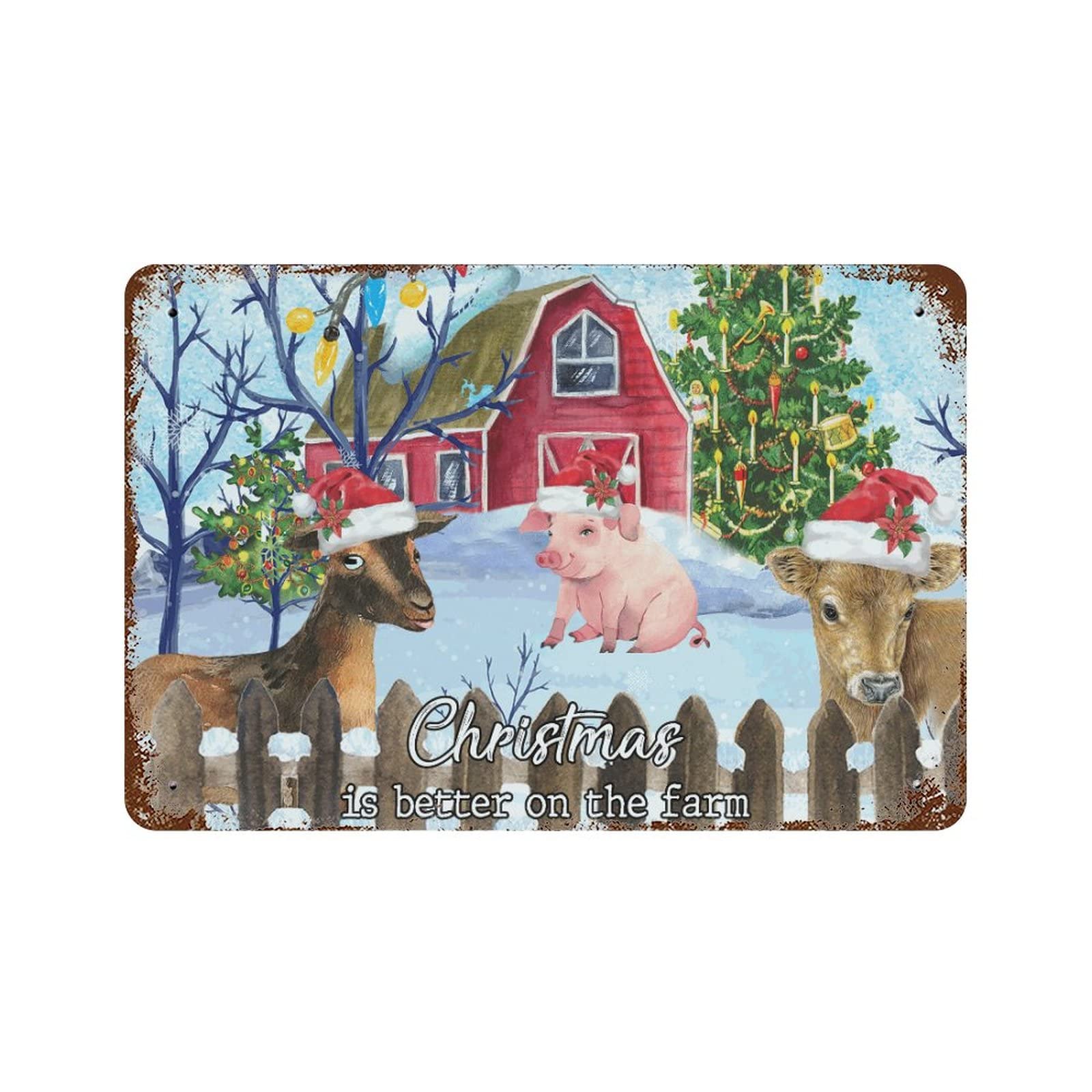 Panneau de ferme de Noël rustique pour toilettes et café 30x45 cm