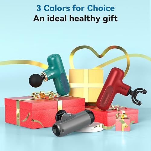 Miniatura 7 de Mini pistola de masaje con calor y frío, pistola de masaje de tejido profundo, masajeador muscular de percusión portátil con 4 cabezales de masaje