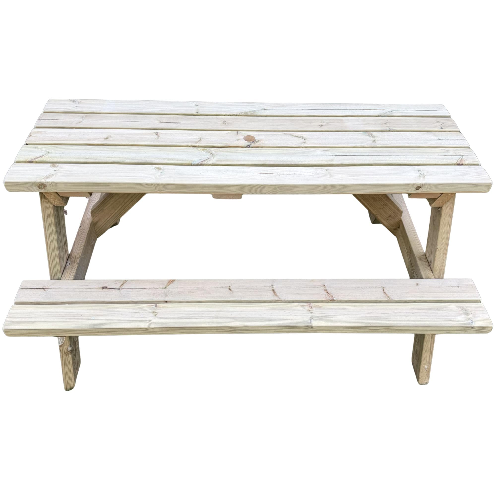 MG Timber Compact A-Frame Picnic Bench, Pressure Treated Swedish Redwood, Space Saving Narrow Bench for Patios, Pubs & Small Gardens (4FT, Square Corners)