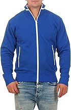 Happy Clothing Herren Sweatjacke sportlich ohne Kapuze - gestreifte Trainingsjacke - Sweatshirtjacke - Zip-Jacke Reißverschluss mit Kragen