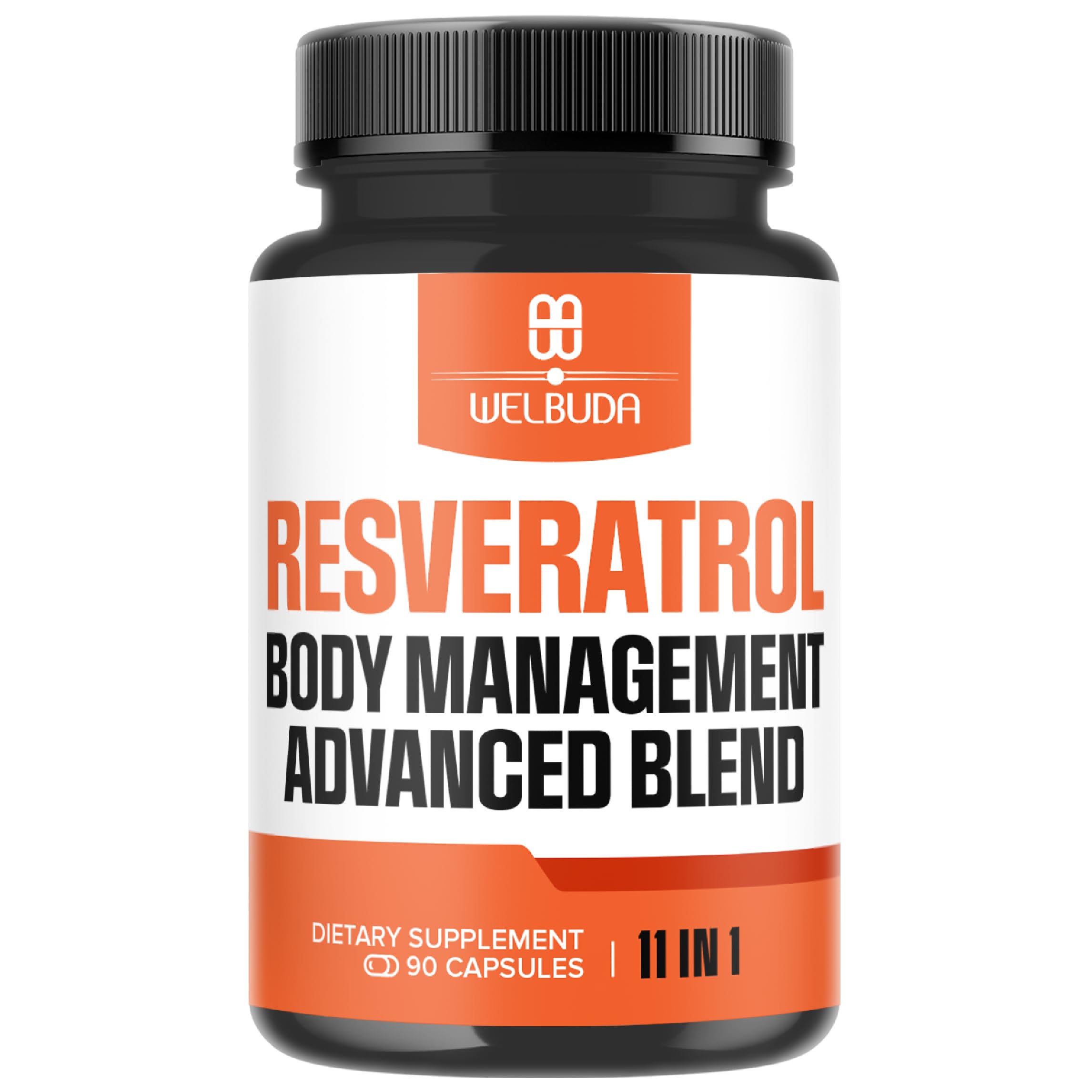 WELBUDA Trans-Resveratrol Supplements Extract with Elderberry, Echinacea, Grape Seed & More - 90 Capsules 90 Count (Pack of 1)