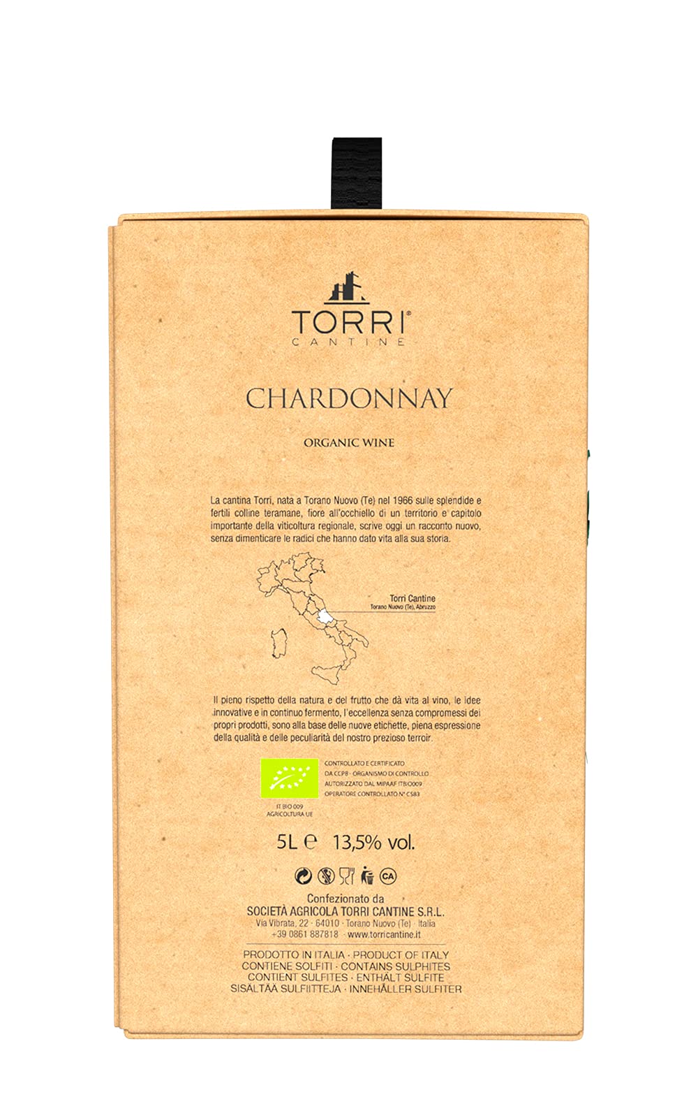 Vino bianco Bag in Box Chardonnay Biologico 5 Litri